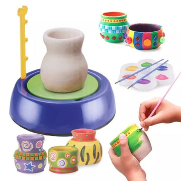 Kids Clay Pottery Wheel Workshop Set | DIY Art Craft Toy with Spinning Wheel