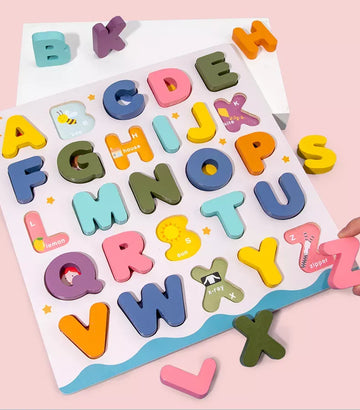Chunky Wooden Alphabet Puzzle Board | ABC Learning Toy for Kids